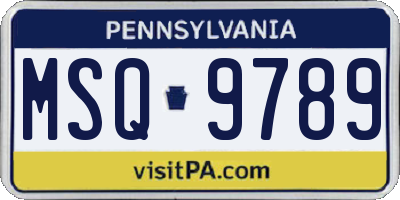 PA license plate MSQ9789