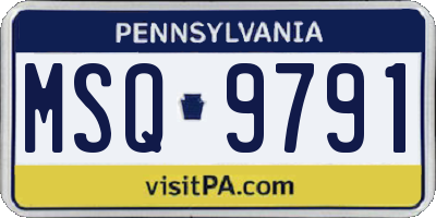 PA license plate MSQ9791