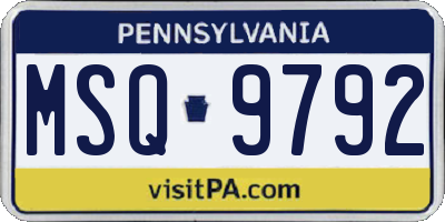 PA license plate MSQ9792