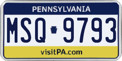 PA license plate MSQ9793