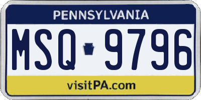 PA license plate MSQ9796