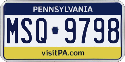 PA license plate MSQ9798