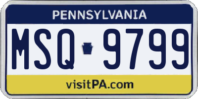 PA license plate MSQ9799