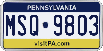 PA license plate MSQ9803