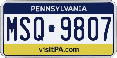 PA license plate MSQ9807