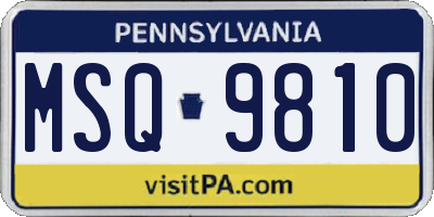 PA license plate MSQ9810