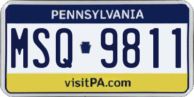PA license plate MSQ9811