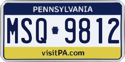 PA license plate MSQ9812