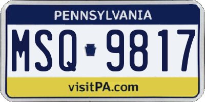 PA license plate MSQ9817
