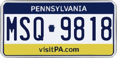PA license plate MSQ9818