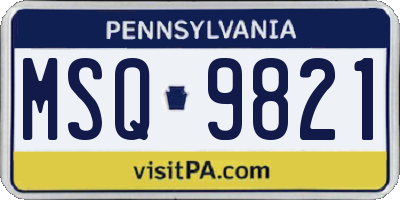 PA license plate MSQ9821