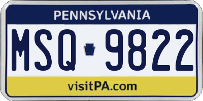 PA license plate MSQ9822