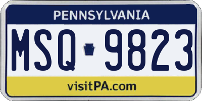 PA license plate MSQ9823