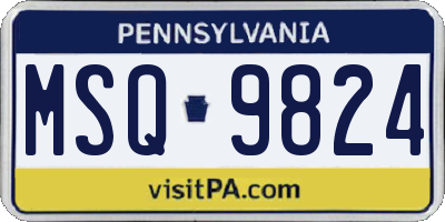 PA license plate MSQ9824