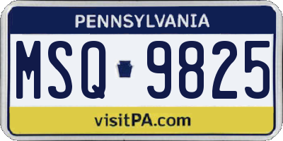 PA license plate MSQ9825