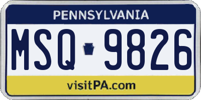 PA license plate MSQ9826