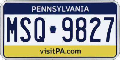 PA license plate MSQ9827