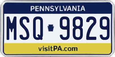 PA license plate MSQ9829