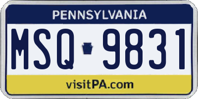 PA license plate MSQ9831