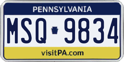 PA license plate MSQ9834