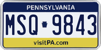 PA license plate MSQ9843