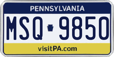 PA license plate MSQ9850