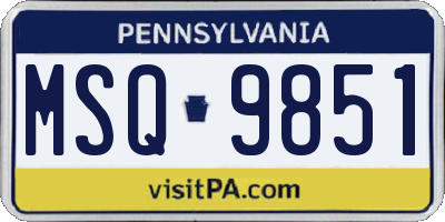 PA license plate MSQ9851