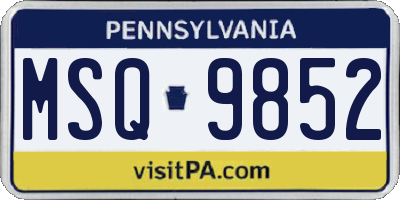 PA license plate MSQ9852