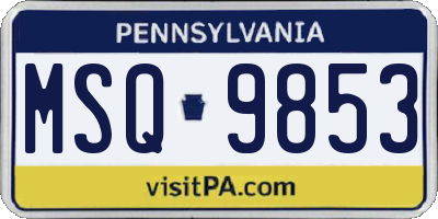 PA license plate MSQ9853