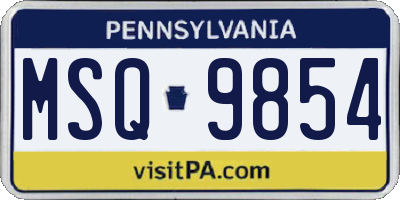 PA license plate MSQ9854