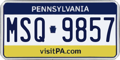 PA license plate MSQ9857