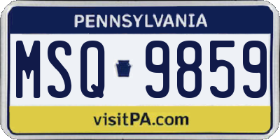PA license plate MSQ9859