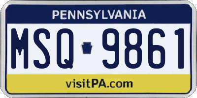 PA license plate MSQ9861