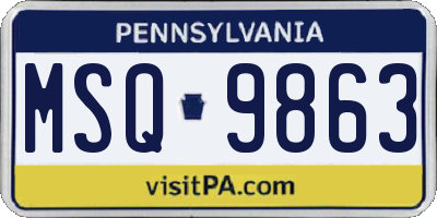 PA license plate MSQ9863