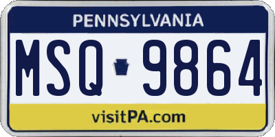 PA license plate MSQ9864