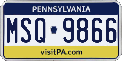 PA license plate MSQ9866