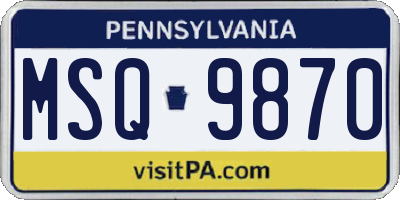 PA license plate MSQ9870