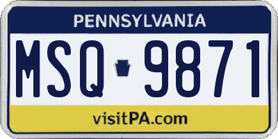 PA license plate MSQ9871