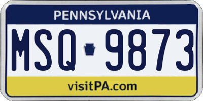 PA license plate MSQ9873