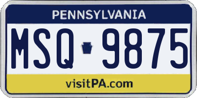 PA license plate MSQ9875