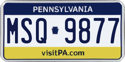 PA license plate MSQ9877