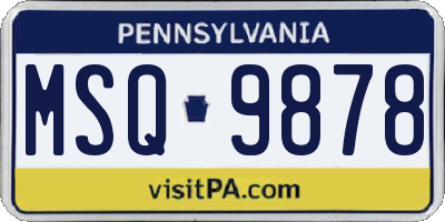 PA license plate MSQ9878