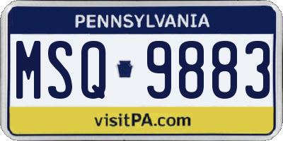 PA license plate MSQ9883