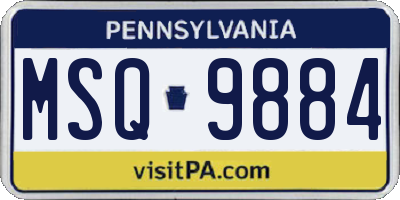 PA license plate MSQ9884