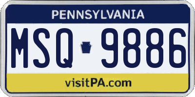 PA license plate MSQ9886
