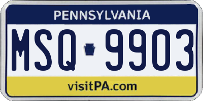 PA license plate MSQ9903