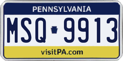 PA license plate MSQ9913