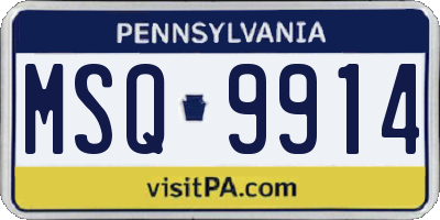 PA license plate MSQ9914