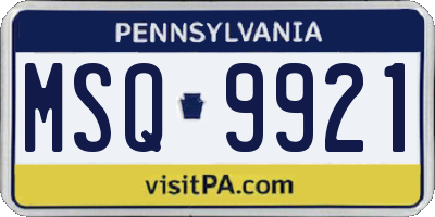 PA license plate MSQ9921