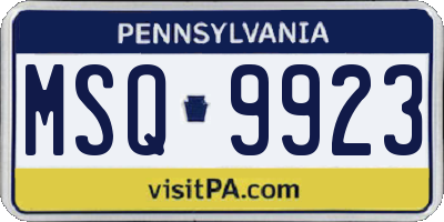 PA license plate MSQ9923